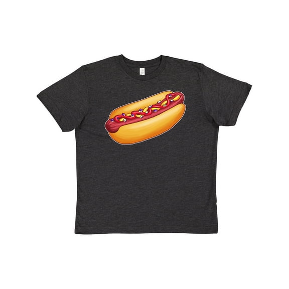 Inktastic Hot Dog Illustration with Mustard Onions and Ketchup Youth T-Shirt