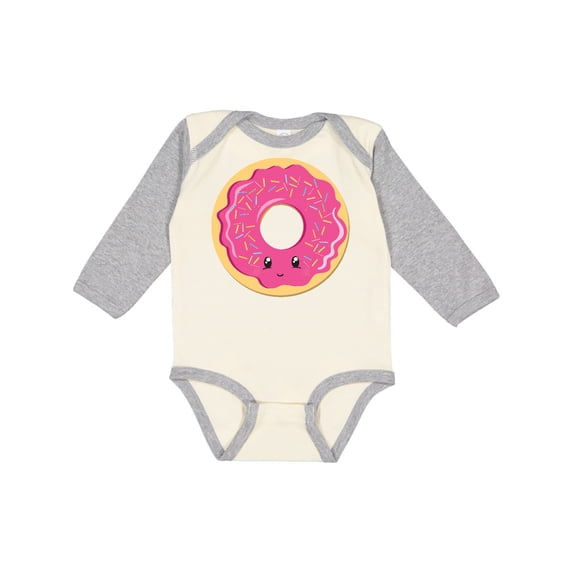 Inktastic Hot Pink Donut Boys or Girls Long Sleeve Baby Bodysuit