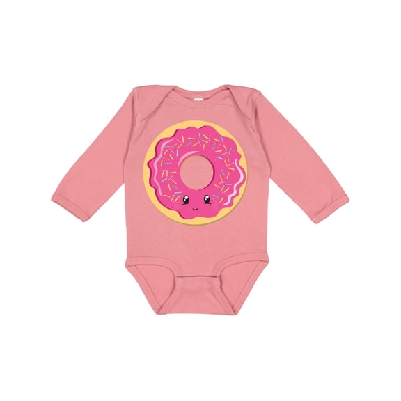Inktastic Hot Pink Donut Boys or Girls Long Sleeve Baby Bodysuit