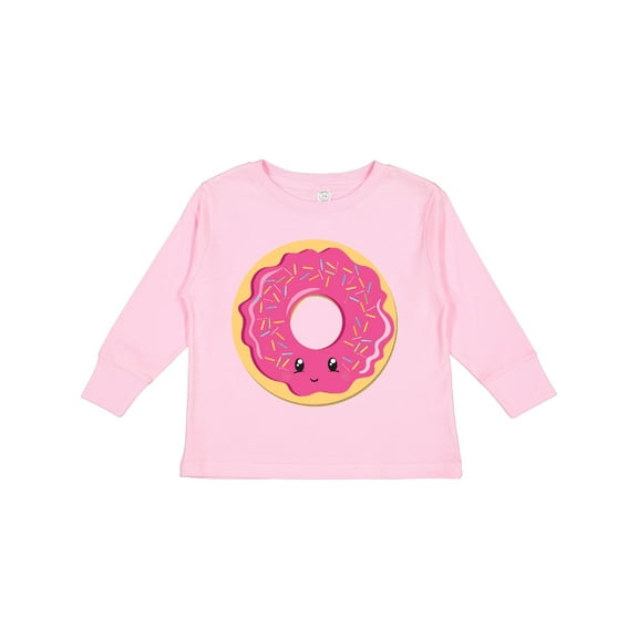 Inktastic Hot Pink Donut Boys or Girls Long Sleeve Toddler T-Shirt