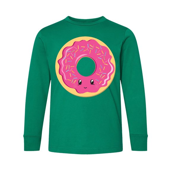 Inktastic Hot Pink Donut Long Sleeve Youth T-Shirt