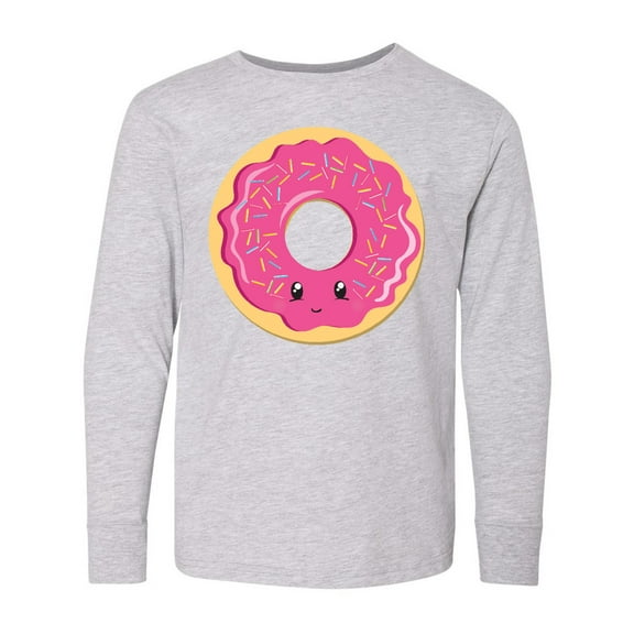 Inktastic Hot Pink Donut Long Sleeve Youth T-Shirt