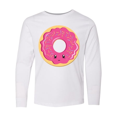 Inktastic Hot Pink Donut Long Sleeve Youth T-Shirt
