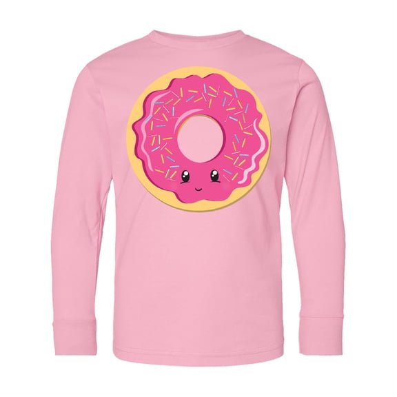 Inktastic Hot Pink Donut Long Sleeve Youth T-Shirt
