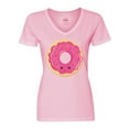 thumbnail image 1 of Inktastic Hot Pink Donut Women's V-Neck T-Shirt, 1 of 5