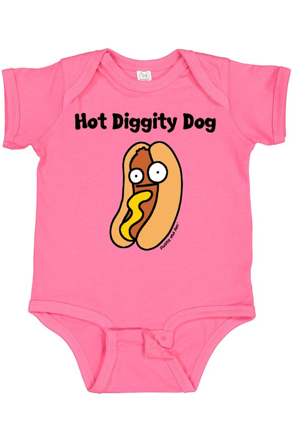 Hotdog Hot Diggity Dawg Boys or Girls Baby Bodysuit