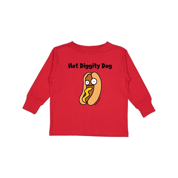Inktastic Hotdog Hot Diggity Dawg Boys or Girls Long Sleeve Toddler T-Shirt