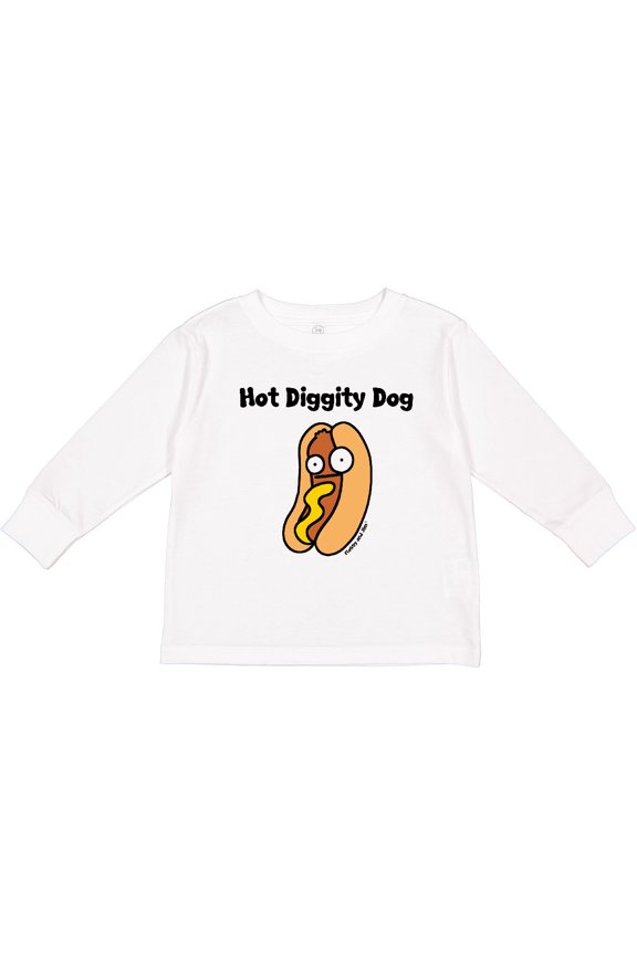 Hotdog Hot Diggity Dawg Boys or Girls Long Sleeve Toddler T-Shirt