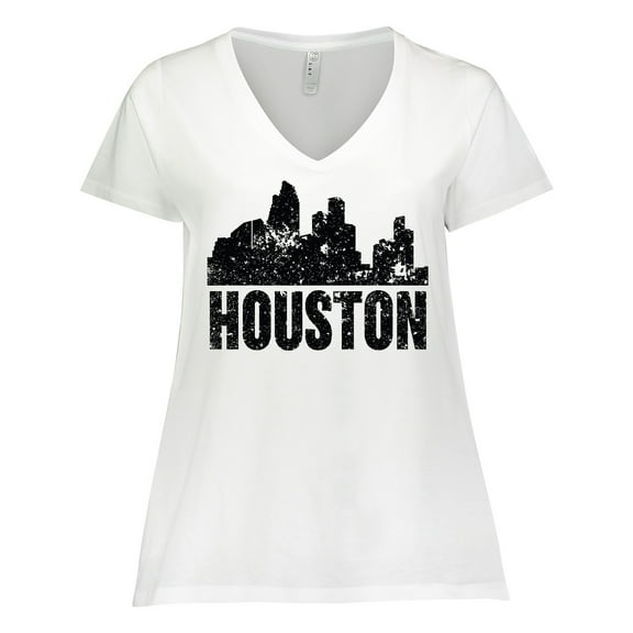 Inktastic Houston Skyline Grunge Women's Plus Size V-Neck T-Shirt