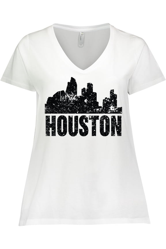 Houston Skyline Grunge Women's Plus Size V-Neck T-Shirt