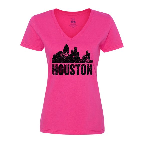 Inktastic Houston Skyline Grunge Women's V-Neck T-Shirt
