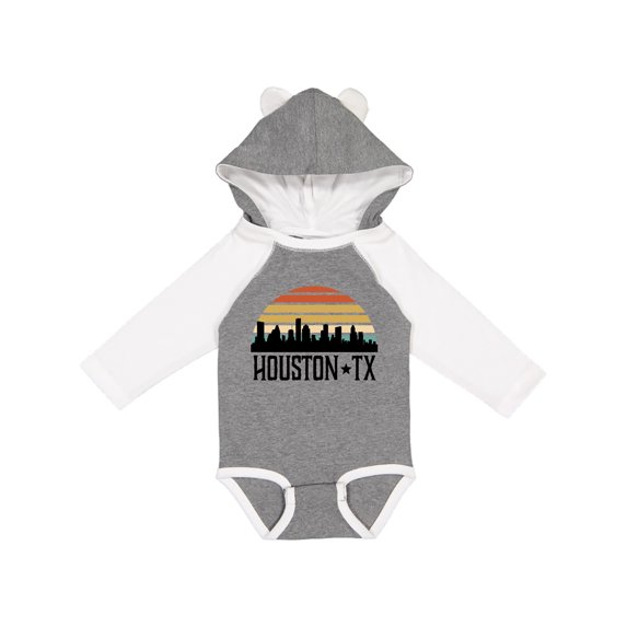 Inktastic Houston Texas Skyline Retro Boys or Girls Long Sleeve Baby Bodysuit