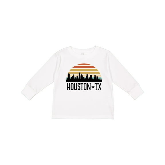Inktastic Houston Texas Skyline Retro Boys or Girls Long Sleeve Toddler T-Shirt