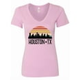 thumbnail image 1 of Inktastic Houston Texas Skyline Retro Women's V-Neck T-Shirt, 1 of 5