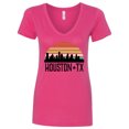 thumbnail image 1 of Inktastic Houston Texas Skyline Retro Women's V-Neck T-Shirt, 1 of 5