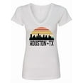 thumbnail image 1 of Inktastic Houston Texas Skyline Retro Women's V-Neck T-Shirt, 1 of 5