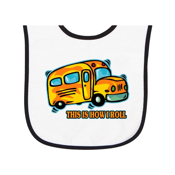 Inktastic How I Roll School Bus Baby Terry Cloth Bib