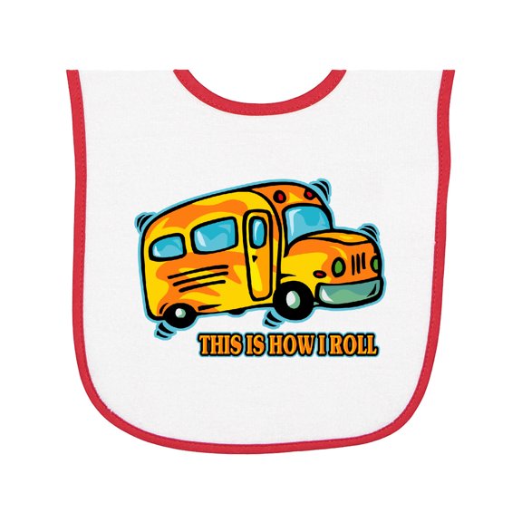 Inktastic How I Roll School Bus Baby Terry Cloth Bib