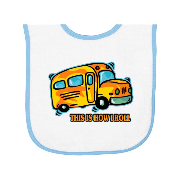 Inktastic How I Roll School Bus Baby Terry Cloth Bib