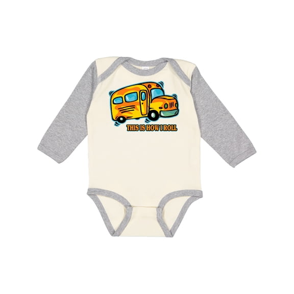 Inktastic How I Roll School Bus Boys or Girls Long Sleeve Baby Bodysuit
