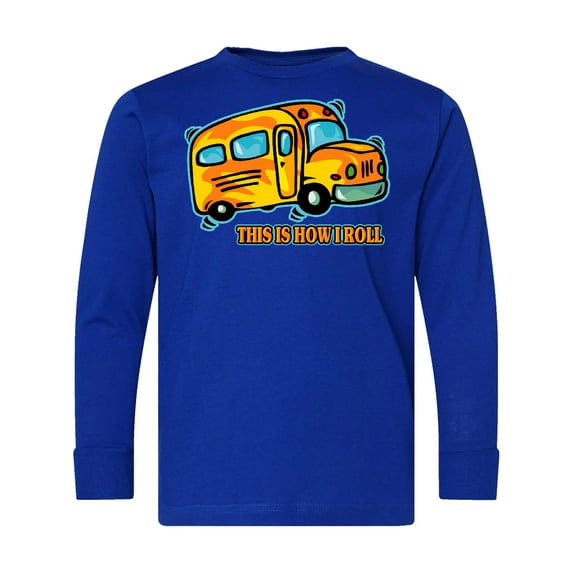 Inktastic How I Roll School Bus Long Sleeve Youth T-Shirt