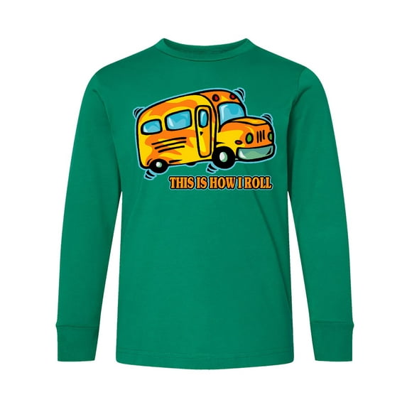 Inktastic How I Roll School Bus Long Sleeve Youth T-Shirt