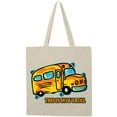 thumbnail image 1 of Inktastic How I Roll School Bus Tote Bag, 1 of 5