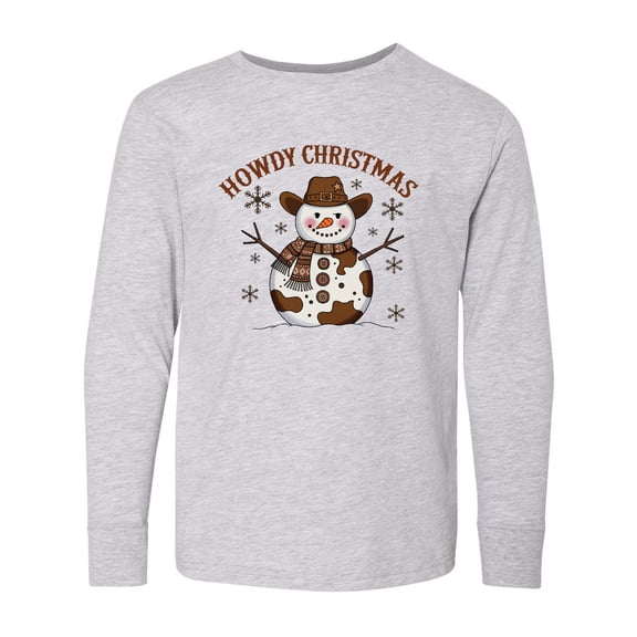 Inktastic Howdy Christmas Western Snowman Long Sleeve Youth T-Shirt