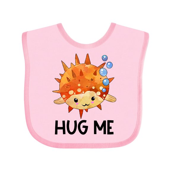 Inktastic Hug Me Cute Pufferfish with Bubbles Boys or Girls Baby Bib