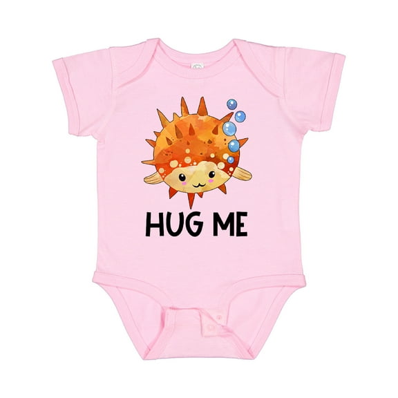 Inktastic Hug Me Cute Pufferfish with Bubbles Boys or Girls Baby Bodysuit