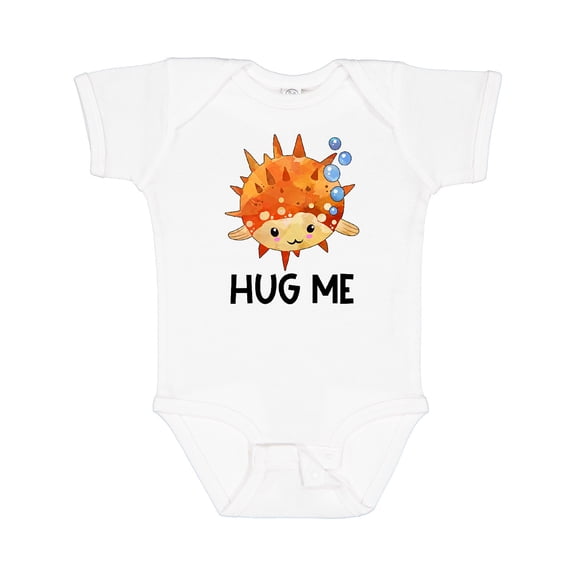 Inktastic Hug Me Cute Pufferfish with Bubbles Boys or Girls Baby Bodysuit