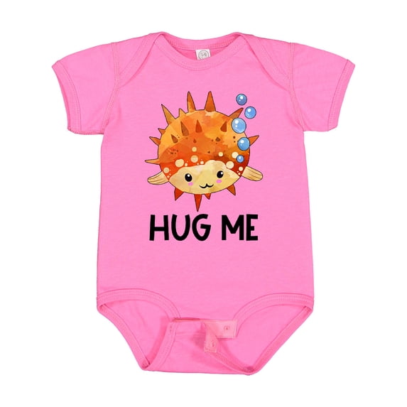 Inktastic Hug Me Cute Pufferfish with Bubbles Boys or Girls Baby Bodysuit