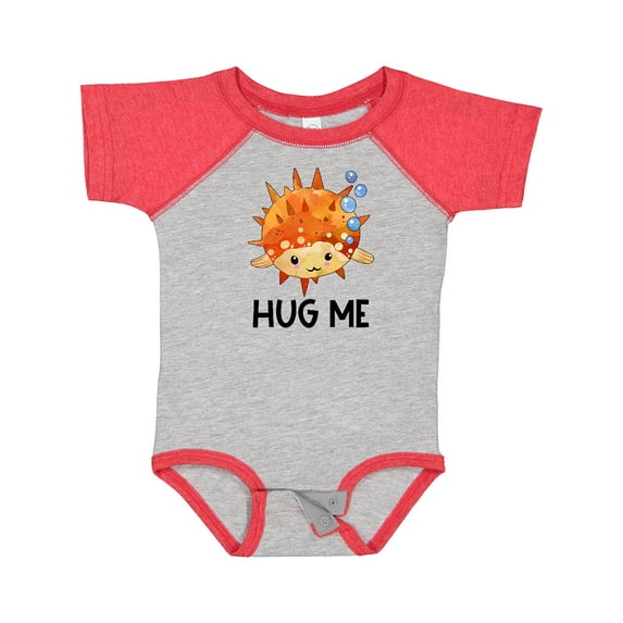 Inktastic Hug Me Cute Pufferfish with Bubbles Boys or Girls Baby Bodysuit