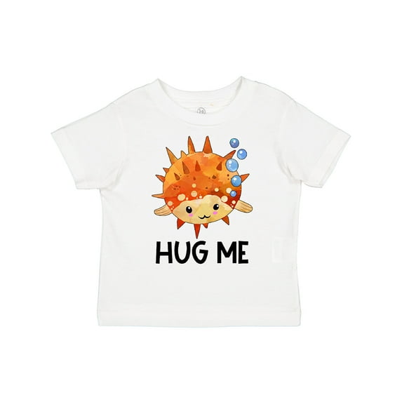 Inktastic Hug Me Cute Pufferfish with Bubbles Boys or Girls Toddler T-Shirt