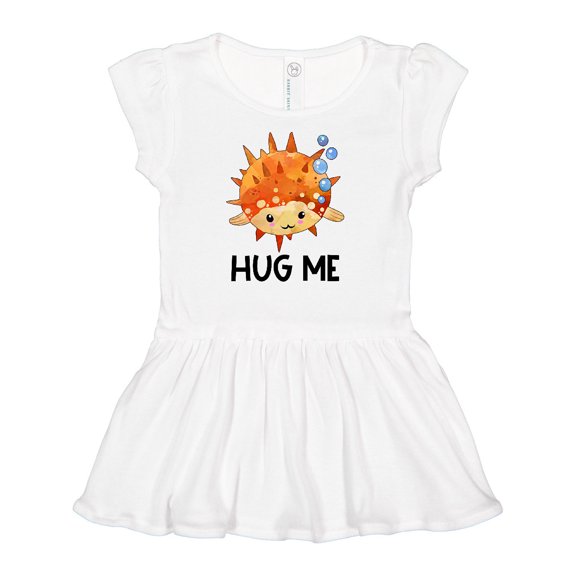 Inktastic Hug Me Cute Pufferfish with Bubbles Girls Baby Dress