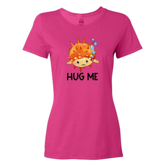 Inktastic Hug Me Cute Pufferfish with Bubbles Women's T-Shirt