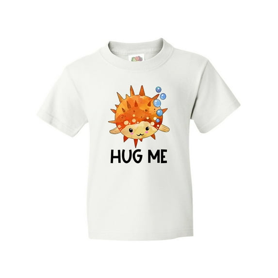 Inktastic Hug Me Cute Pufferfish with Bubbles Youth T-Shirt