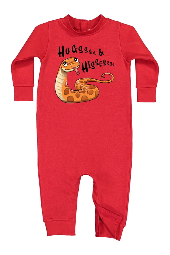 Hugs and Hisses Cute Snake for Valentines Day Baby Fleece Romper