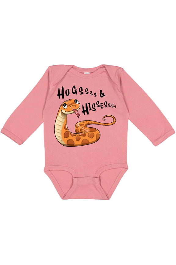 Hugs and Hisses Cute Snake for Valentines Day Boys or Girls Long Sleeve Baby Bodysuit