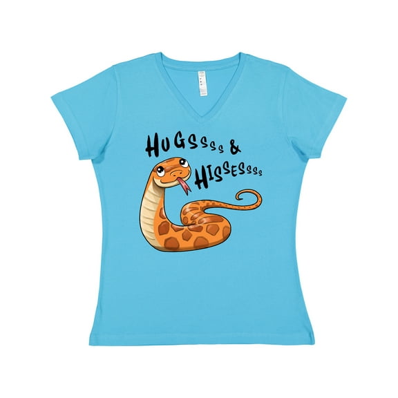 Inktastic Hugs and Hisses Cute Snake for Valentines Day Women's V-Neck T-Shirt