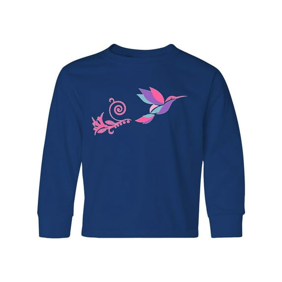 Inktastic Hummingbird Flying Swirl Long Sleeve Youth T-Shirt