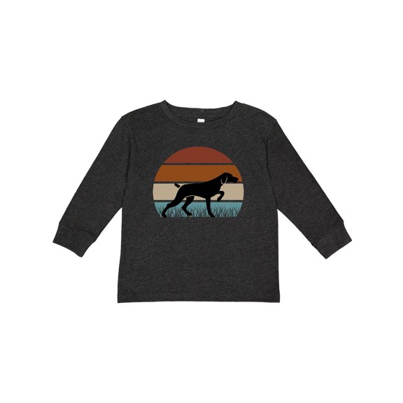Inktastic Hunting Dog Retro Sunset Boys or Girls Long Sleeve Toddler T-Shirt