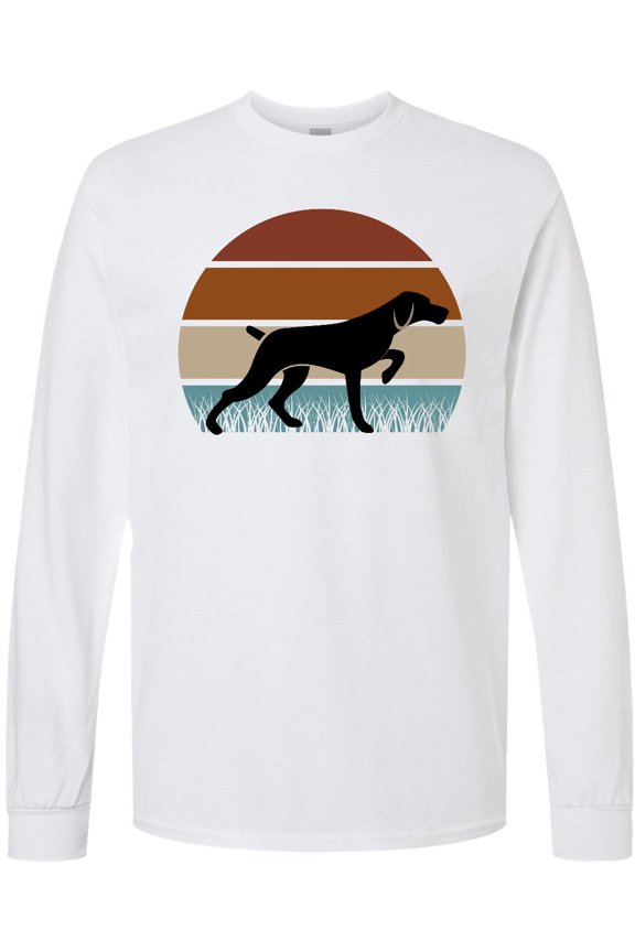 Hunting Dog Retro Sunset Long Sleeve T-Shirt