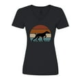 thumbnail image 1 of Inktastic Hunting Dog Retro Sunset Women's V-Neck T-Shirt, 1 of 5