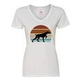 thumbnail image 1 of Inktastic Hunting Dog Retro Sunset Women's V-Neck T-Shirt, 1 of 5