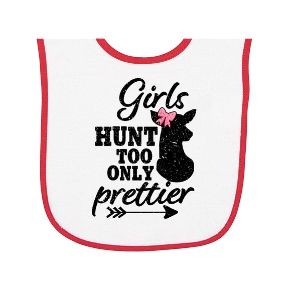 Inktastic Hunting Girls Hunt Too Only Prettier with Doe and Arrow Baby Terry Cloth Bib