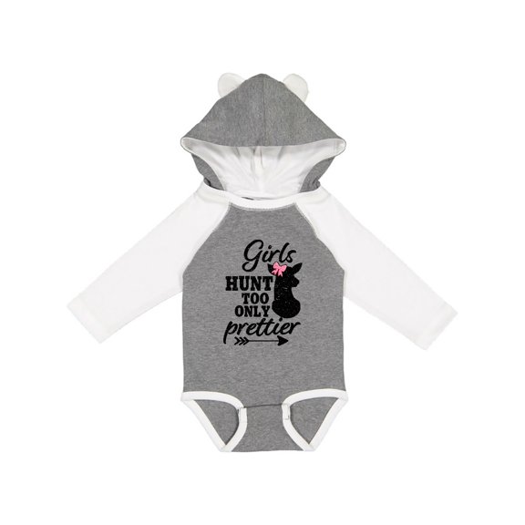 Inktastic Hunting Girls Hunt Too Only Prettier with Doe and Arrow Girls Long Sleeve Baby Bodysuit