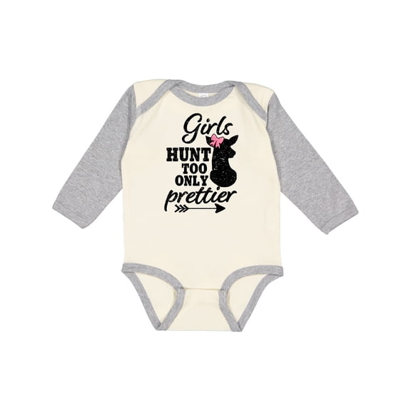 Inktastic Hunting Girls Hunt Too Only Prettier with Doe and Arrow Girls Long Sleeve Baby Bodysuit