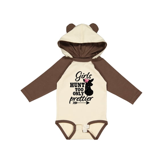 Inktastic Hunting Girls Hunt Too Only Prettier with Doe and Arrow Girls Long Sleeve Baby Bodysuit