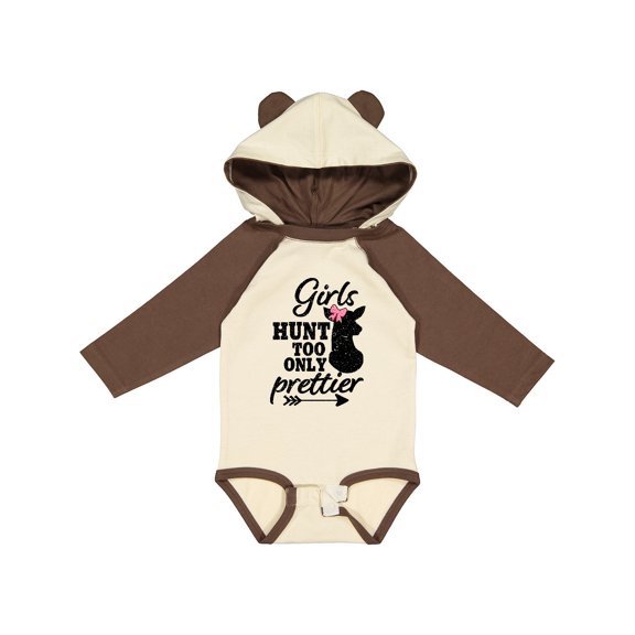 Inktastic Hunting Girls Hunt Too Only Prettier with Doe and Arrow Girls Long Sleeve Baby Bodysuit
